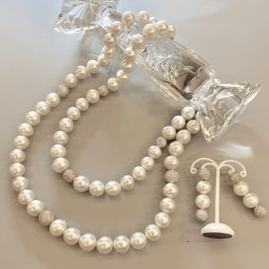 Drop Down Earrings Of Set In White & Pink Gold (4772EU)