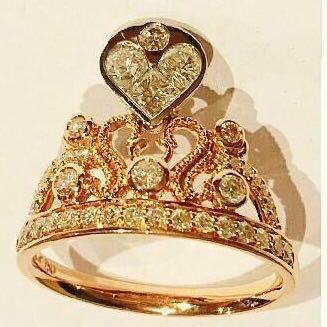 Woman Crown Ring In Pink & White Gold/18K/755. (4865RU)