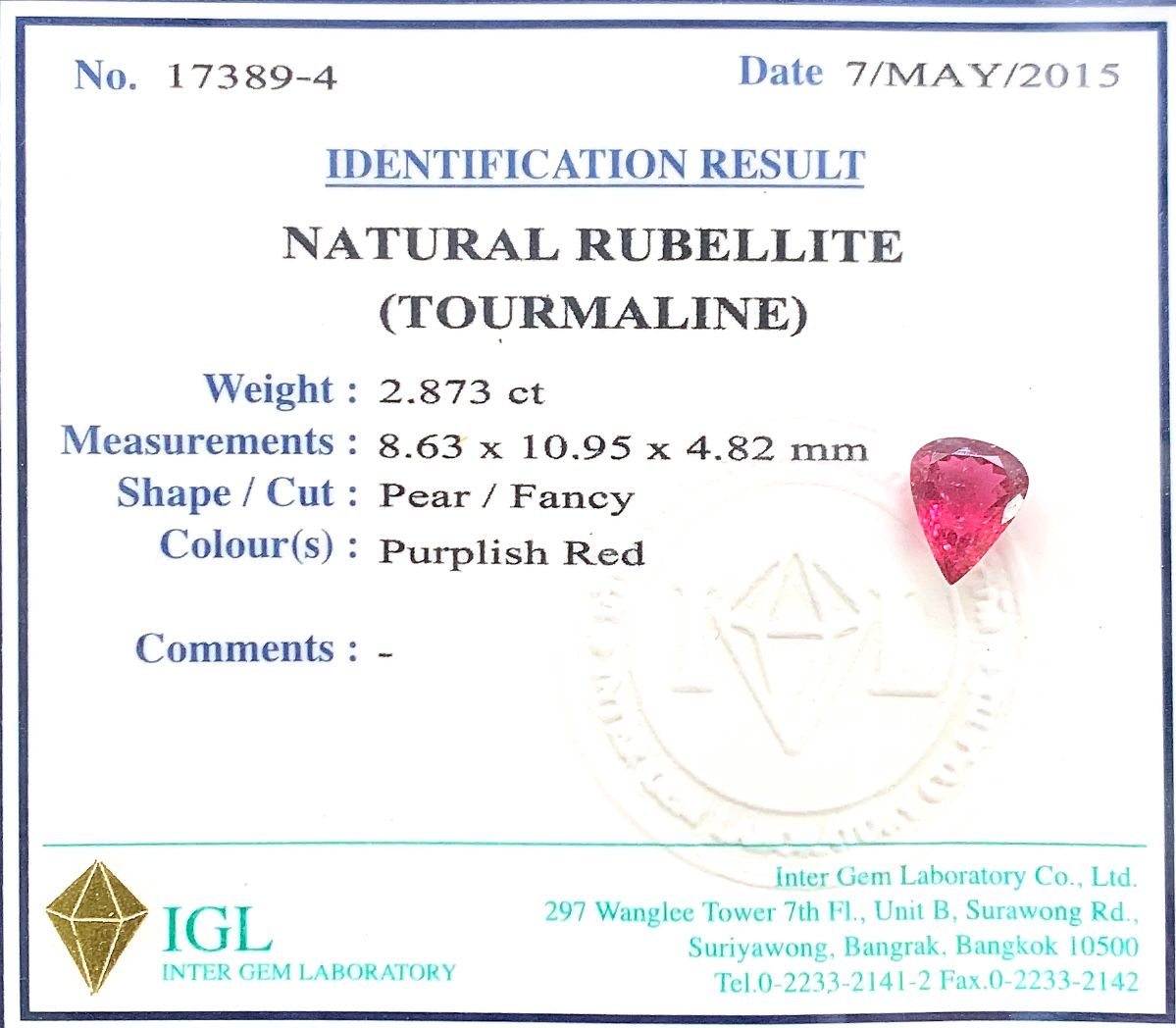 Natural Rubellite (Tourmaline) ID  : 17389-4