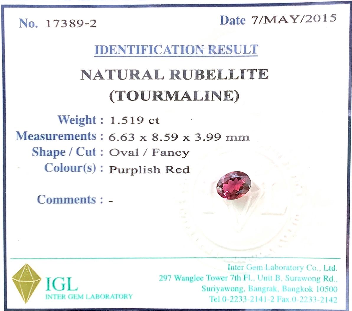 Natural .Rubellite. (Tourmaline) ID  :  17389-2