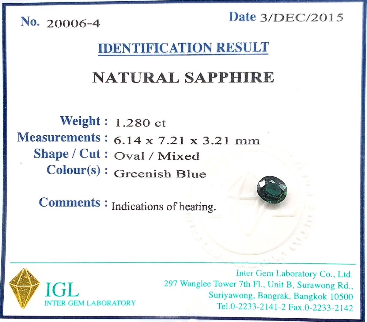Natural  Sapphire ID  : 20006-4