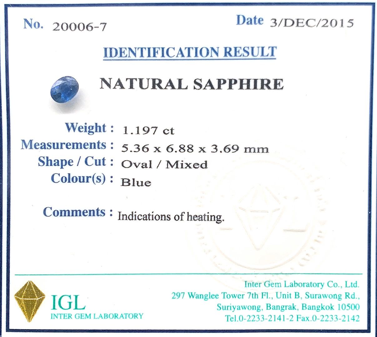 Natural  Sapphire ID  : 20006-7
