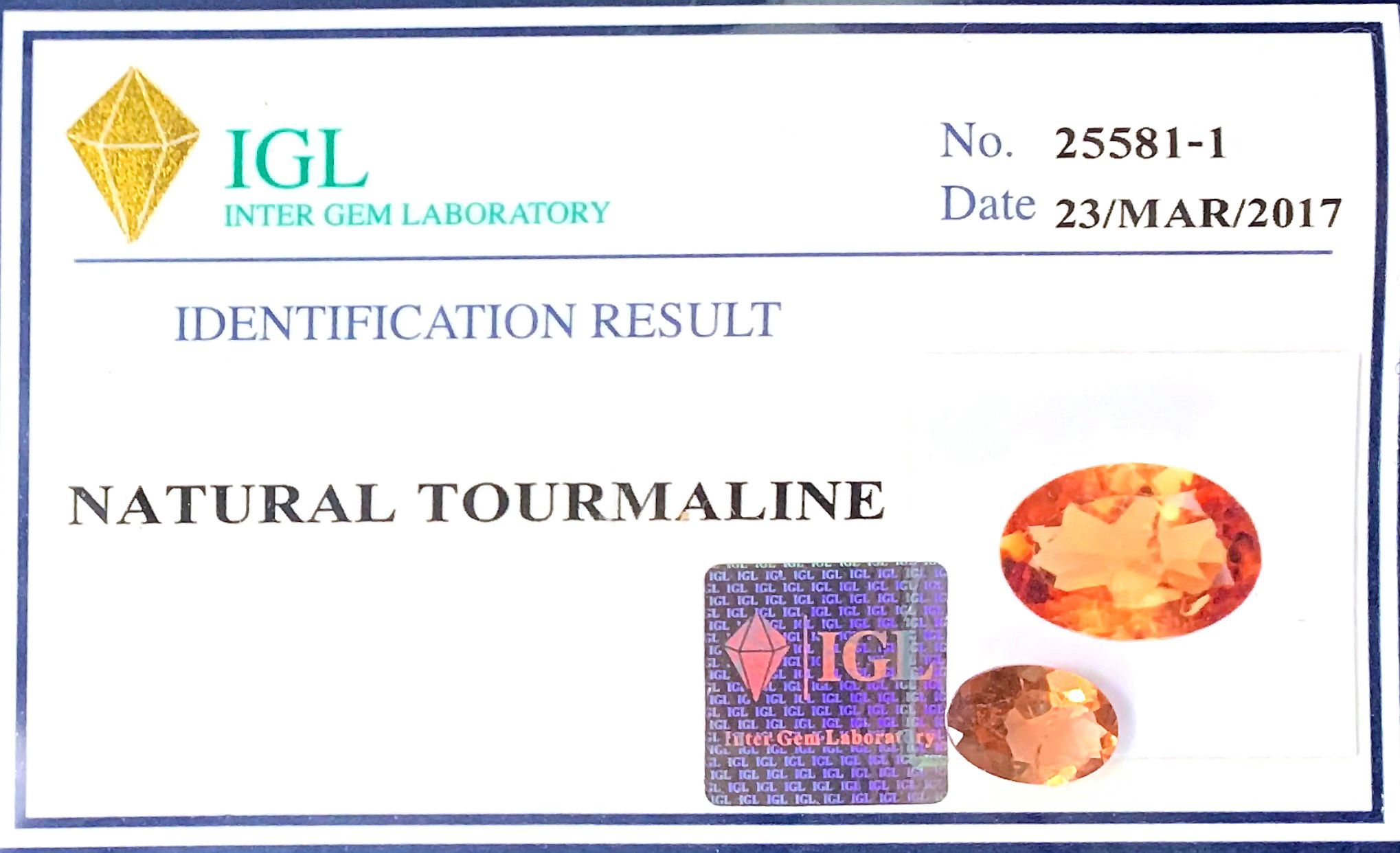 Natural .Tourmaline ID  : 25581-1