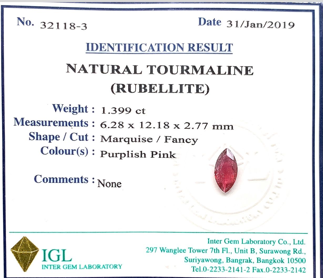 Natural  Tourmaline (Rubellite)  ID  : 32118-3