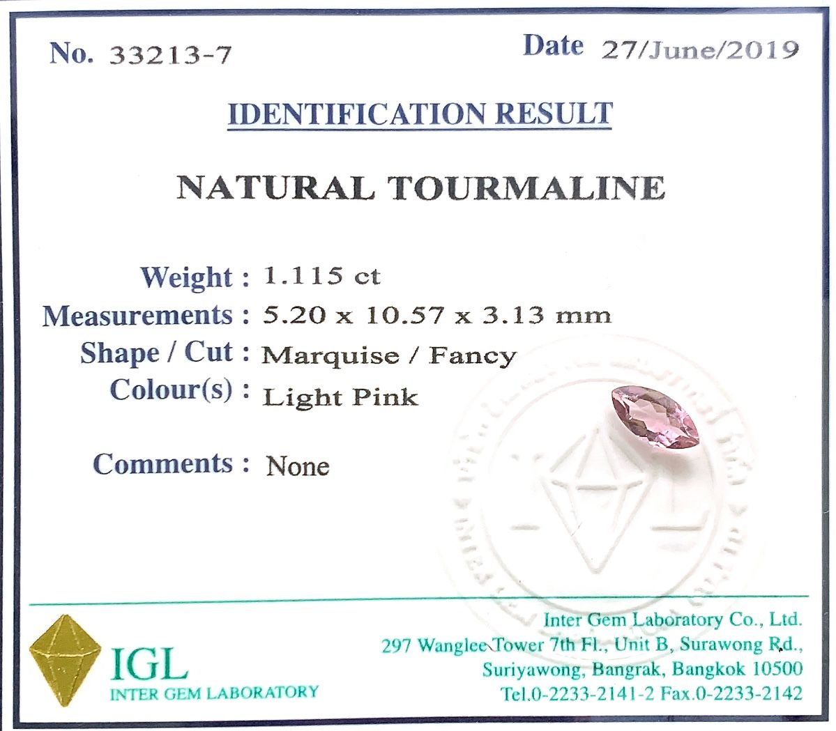 Natural Tourmaline ID : 33213-7