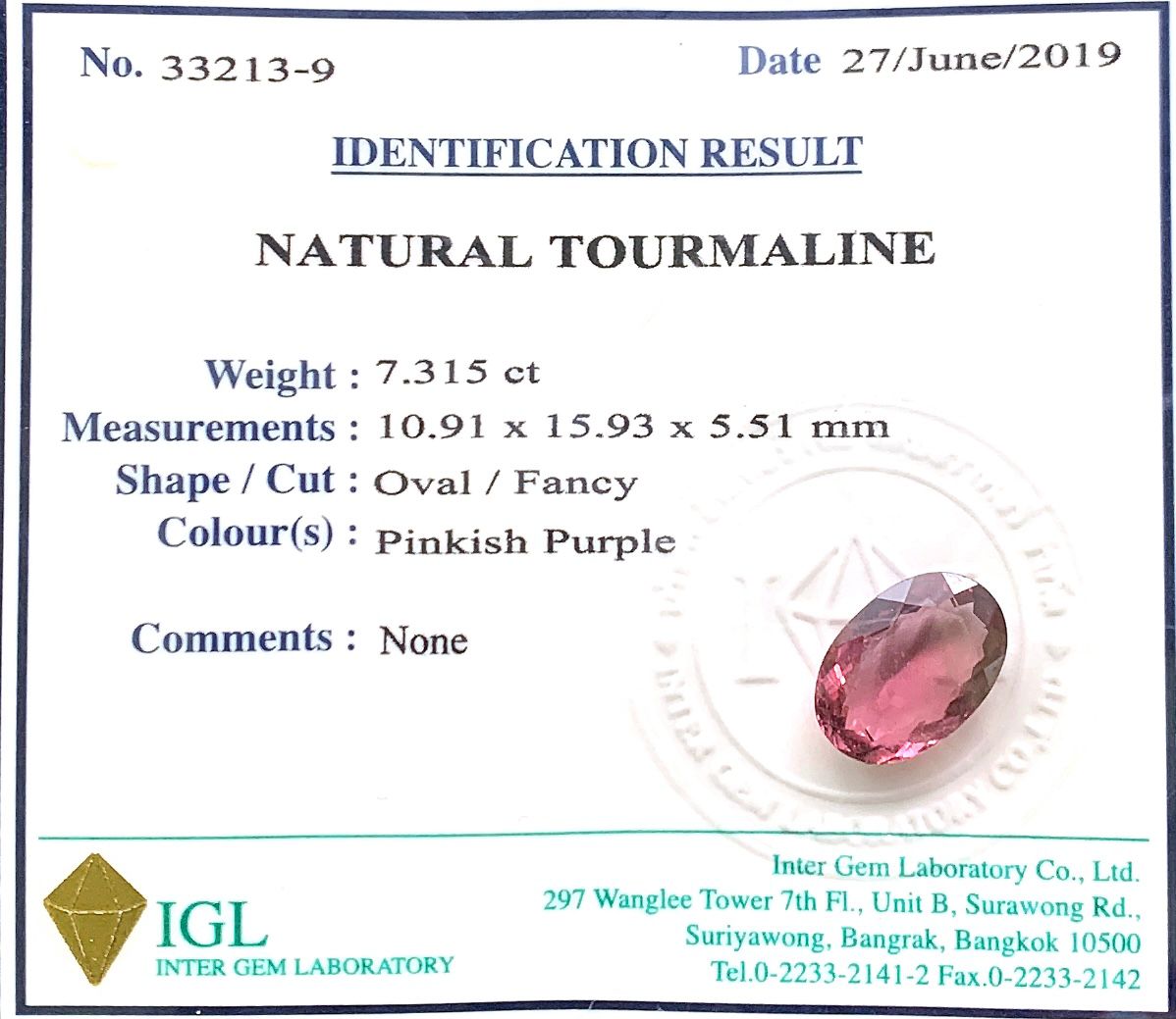 Natural Tourmaline ID : 33213-9