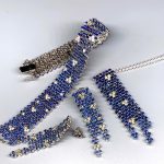 Bracelet Carpet 4 Lines P/G/18K/Dia + Natural Blue Saphire.(5150BU)